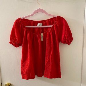 NWT Madewell XXS Red Blouse Short Sleeve Top